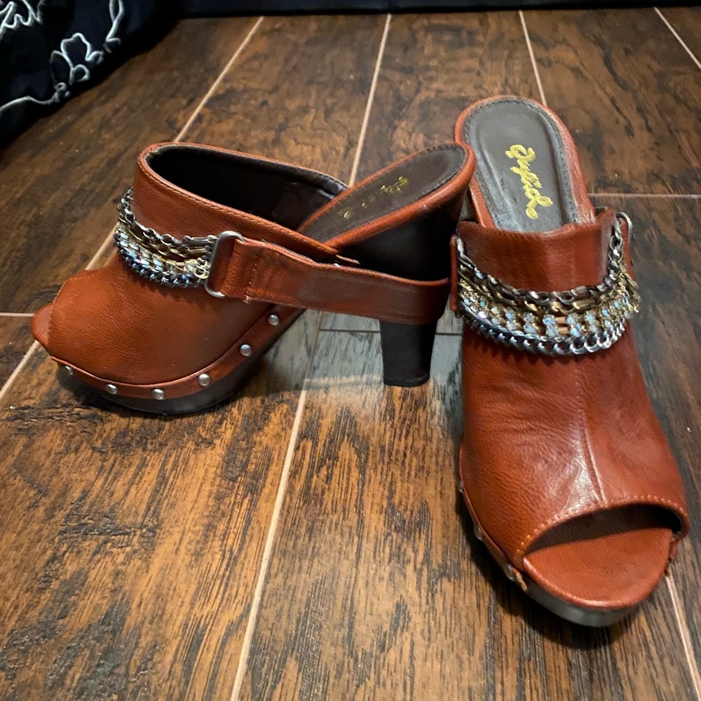 Brown Platform Clogs - image 3